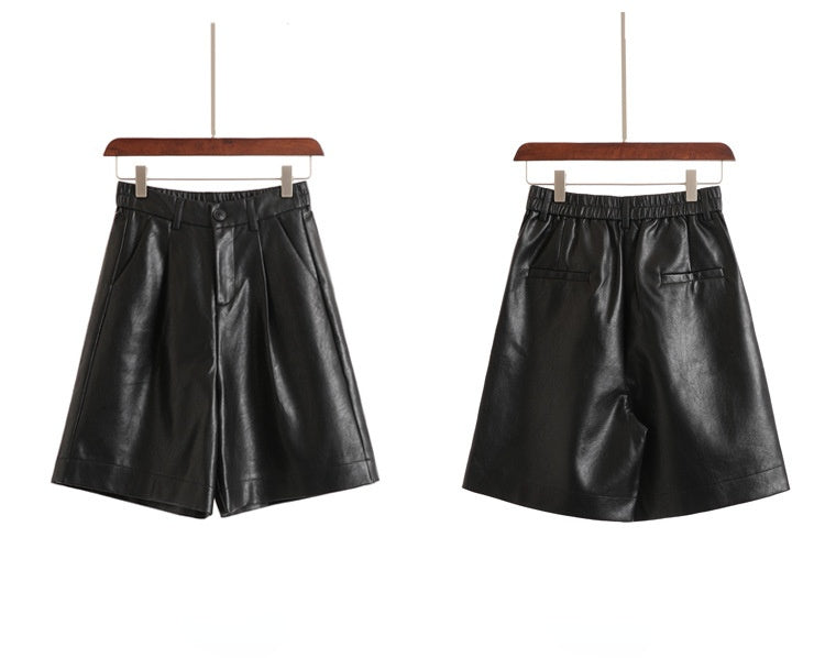 Casual PU Cropped Shorts for Women
