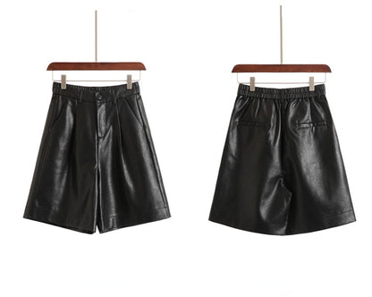 Casual PU Cropped Shorts for Women