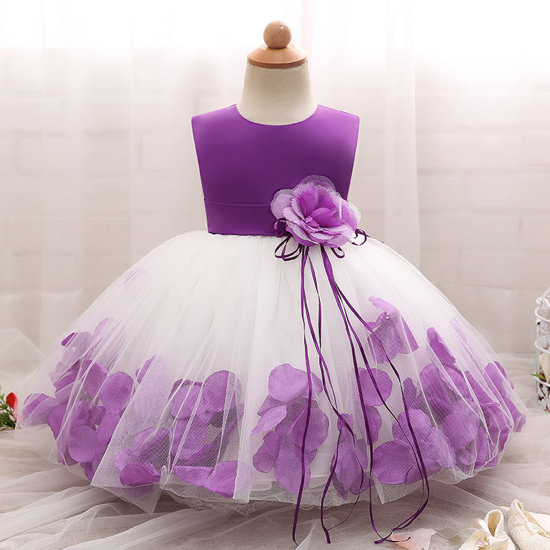 3D Flower Design Girls Princess Ball Gown Dresses