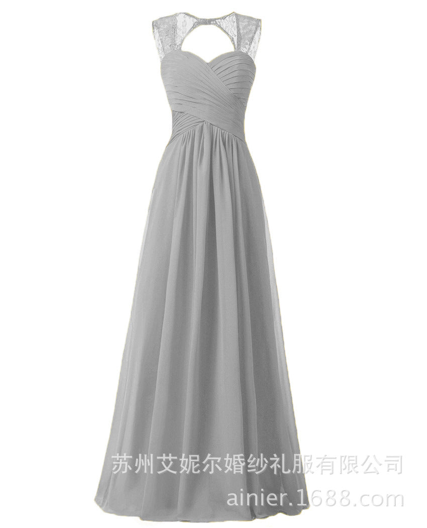 Women Elegant Sleeveless Lace Long Evening Dresses