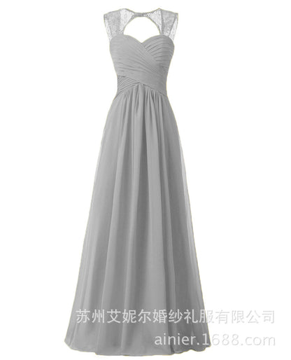 Women Elegant Sleeveless Lace Long Evening Dresses
