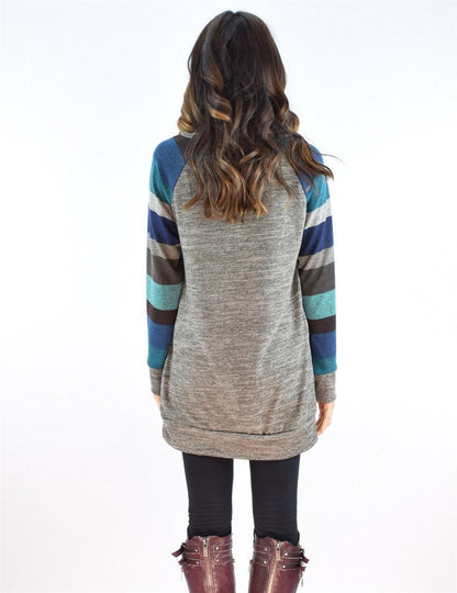 Leisure Striped Long Sleeves T Shirts for Women