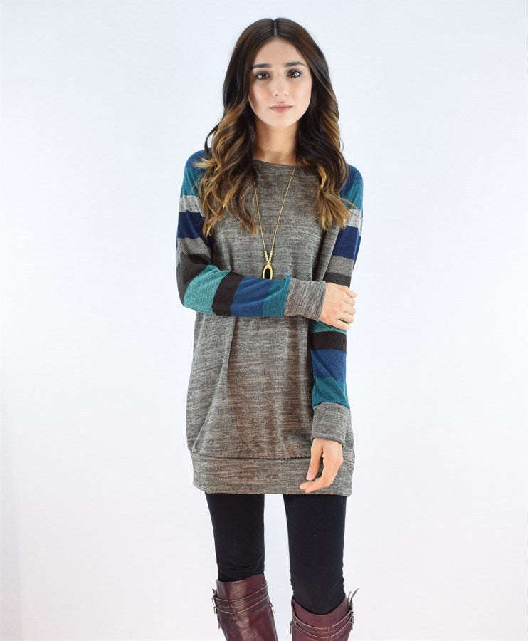 Leisure Striped Long Sleeves T Shirts for Women
