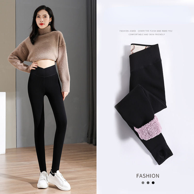 Winter Warm Velvet High Waist Pants Leggings