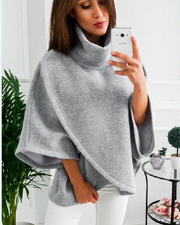 Women High Neck Irregular Fall Cape Hoodies-STYLEGOING