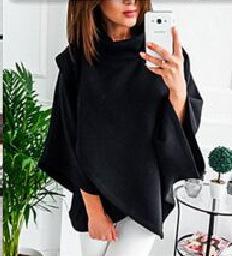 Women High Neck Irregular Fall Cape Hoodies-STYLEGOING