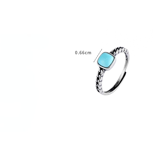 Simple Square Design Vintage Sterling Silver Rings for Women