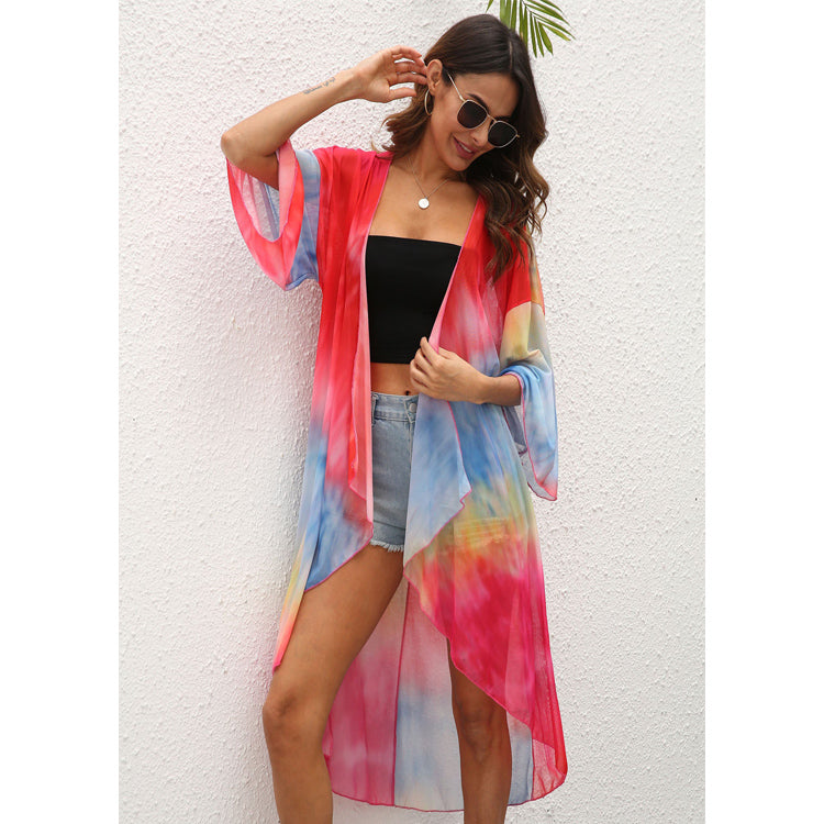 Casual Dyed Irregular Summer Beach Cover Ups