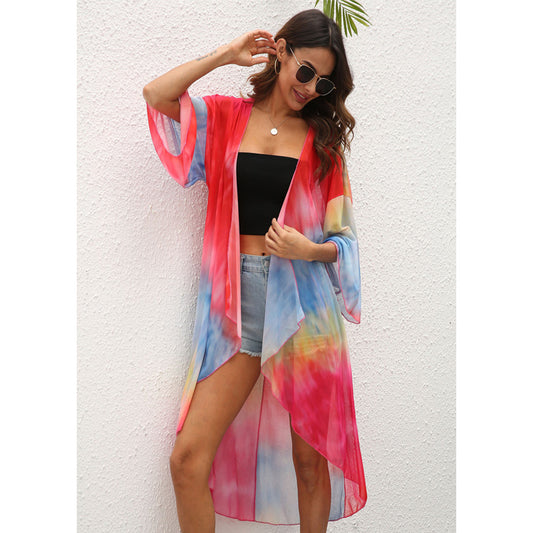 Casual Dyed Irregular Summer Beach Cover Ups