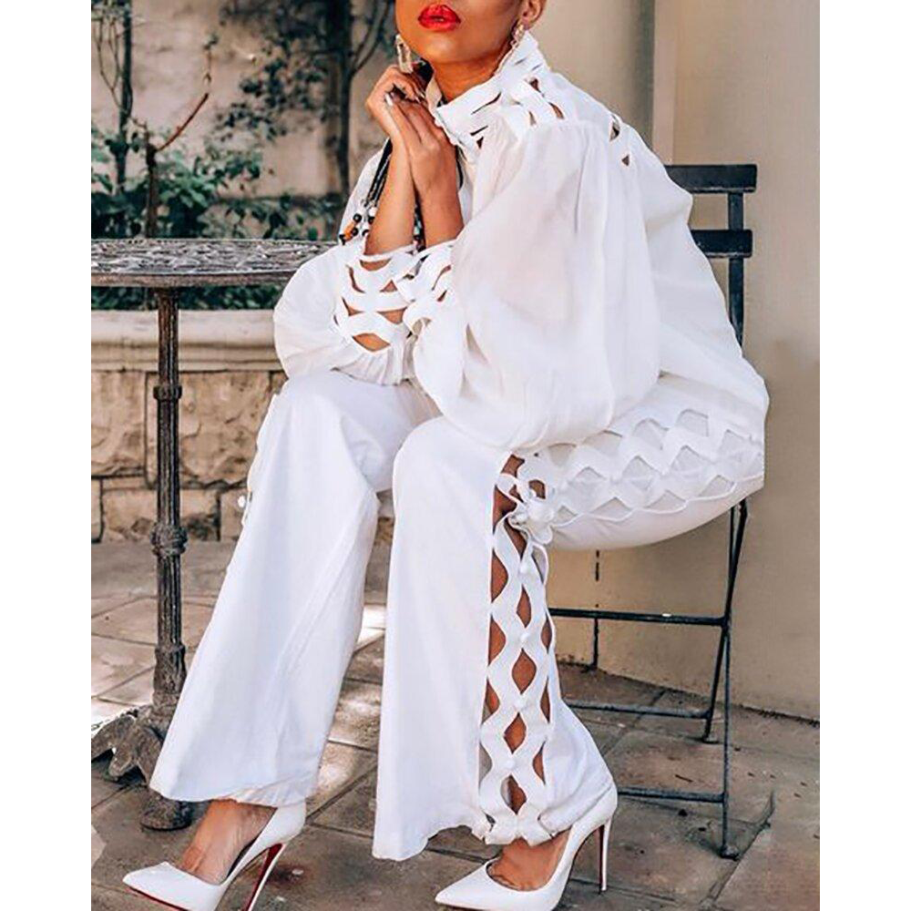 White Hollow Out Summer Beach Jumsuits-STYLEGOING