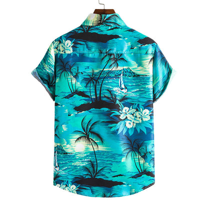 Floral Print Men's Short Sleeves Summer Beach T Shirts