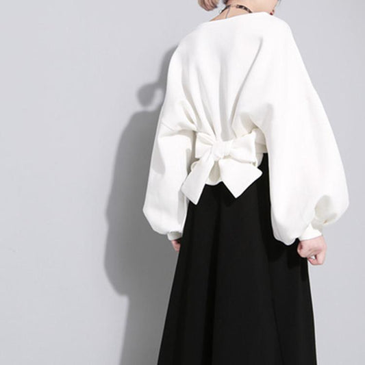 Women Butterfly Bangdage Puff Sleeves Hoodies