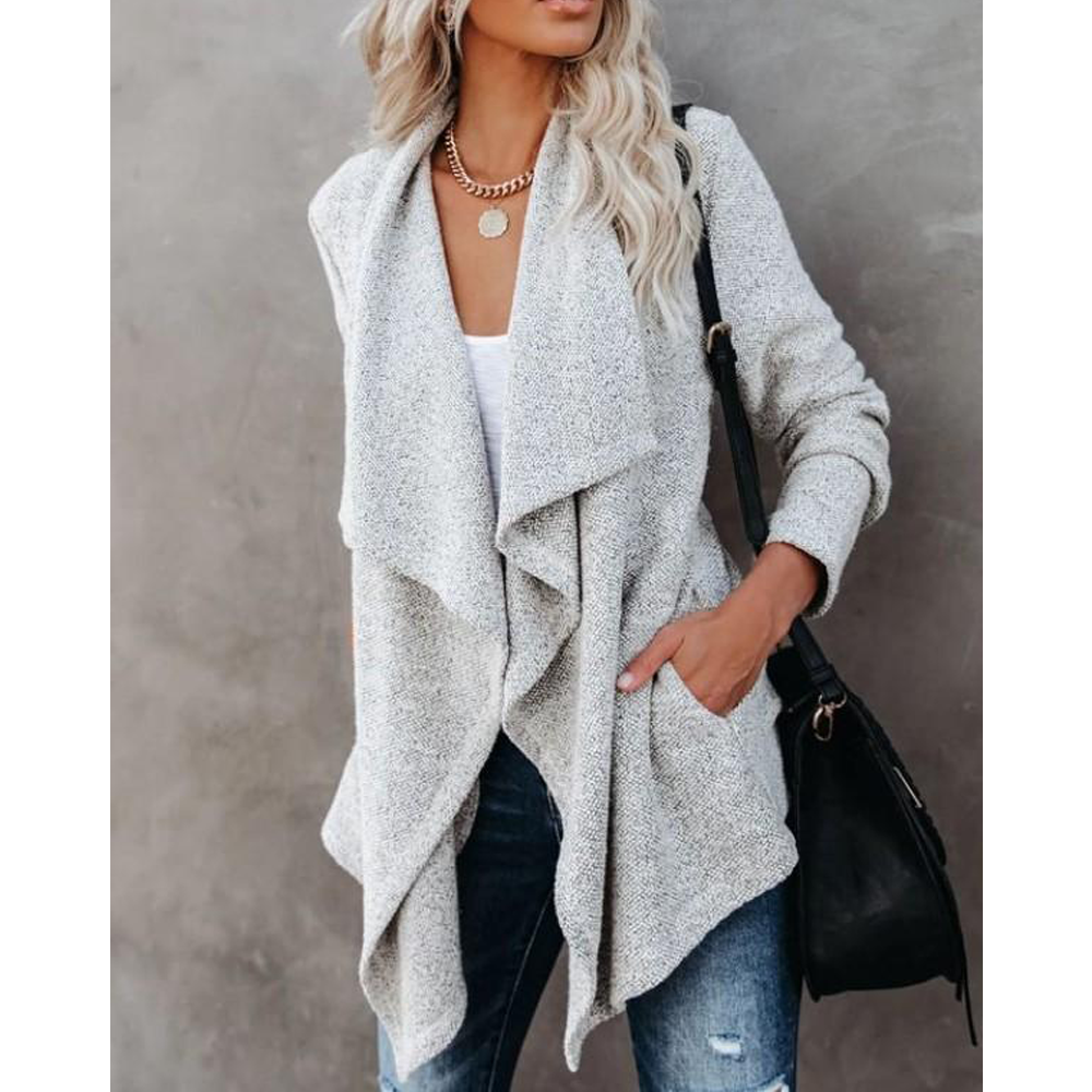 Casual Pocket Midi Length Fall Overcoat-STYLEGOING