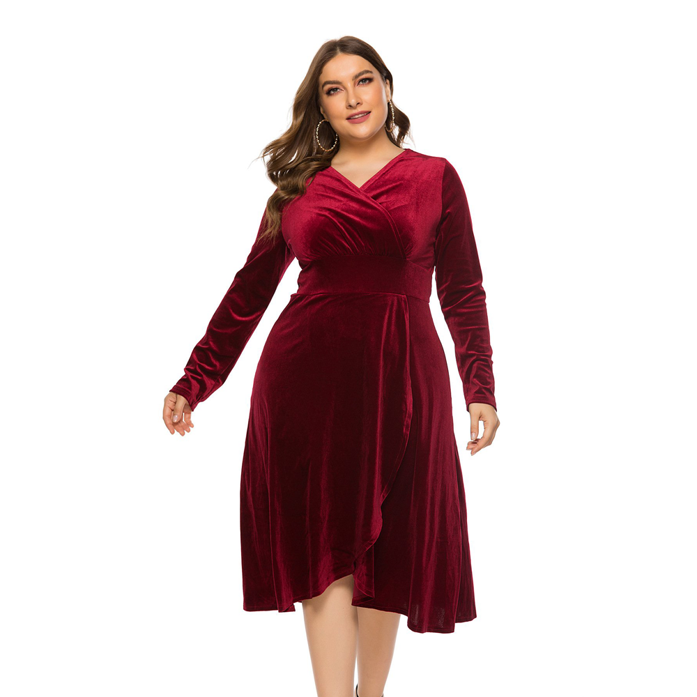 Long Sleeves Women Plus Sizes Fall Dresses-STYLEGOING