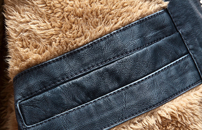 Men's Warm PU Leather Jacket Overcoat