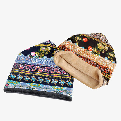 Winter Warm Bohemian Print Velvet Hats for Women