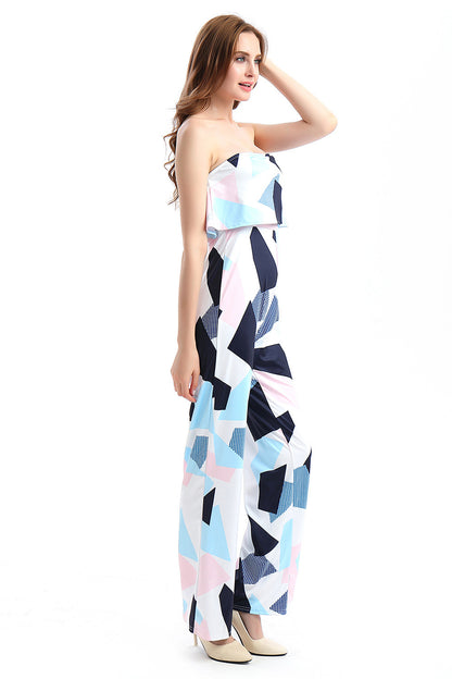 Fashion Off The Shoulder Floral Print Women Jumpsuits