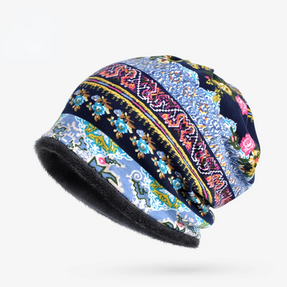 Winter Warm Bohemian Print Velvet Hats for Women