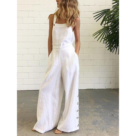 White Casual Women Loose Jumpsuits-STYLEGOING