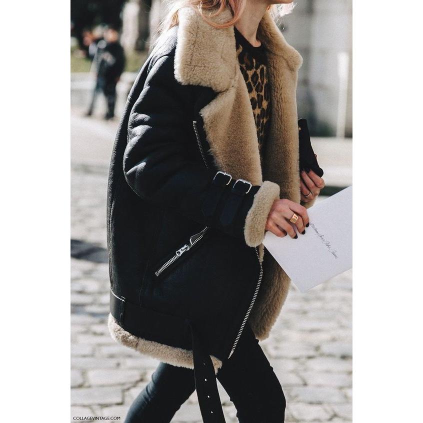 Women Winter Motocycle Wool Overcoat-STYLEGOING