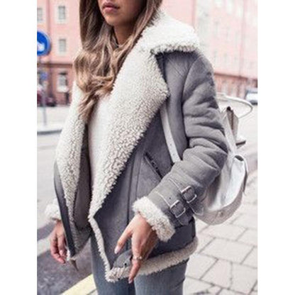 Women Winter Motocycle Wool Overcoat-STYLEGOING