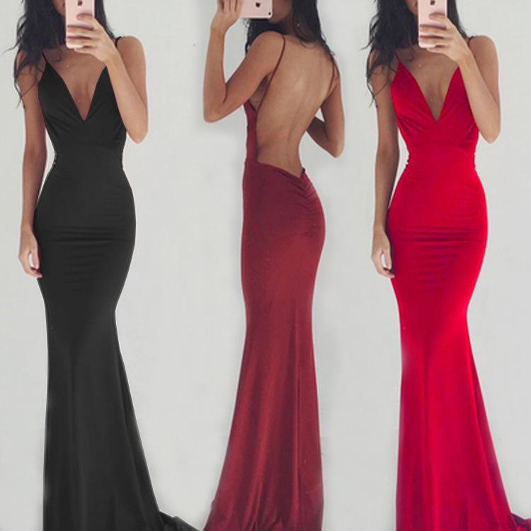 Sexy Sleevess Backless Long Party Dresses-STYLEGOING
