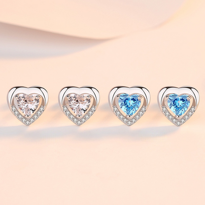 Lovely Heart Shape Zircon Silver Earring Studs