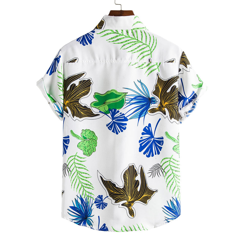 Floral Print Men's Short Sleeves Summer Beach T Shirts