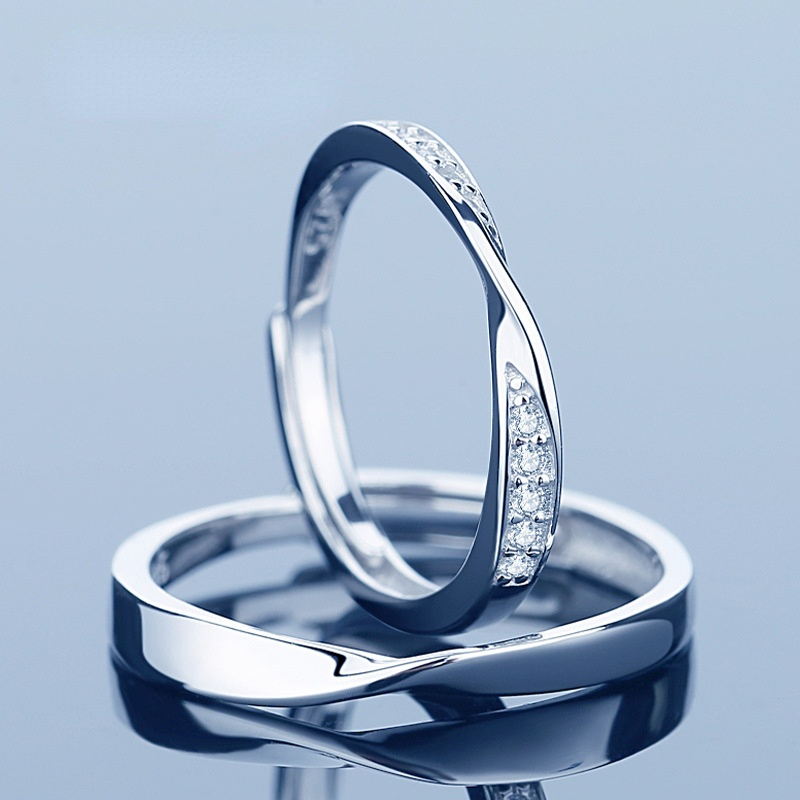 Mobius Design His and Hers Sliver Couple Rings