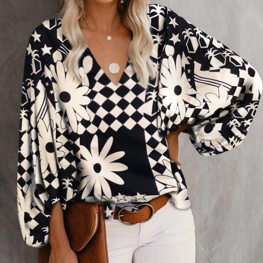 Women V Neck Shirts Blouses Tops-STYLEGOING