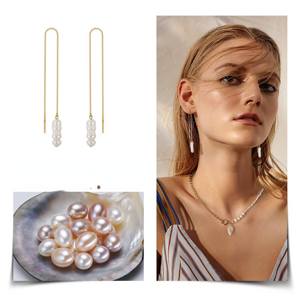 Fresh Water Pearl Gold Plated Sterling Silver Drop Earrings