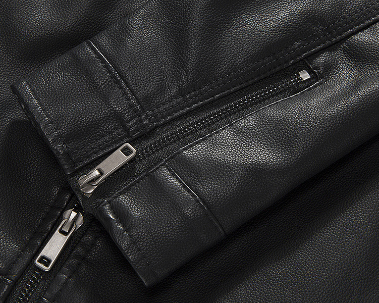 Men PU Baseball Motorcycle Jacket Coat