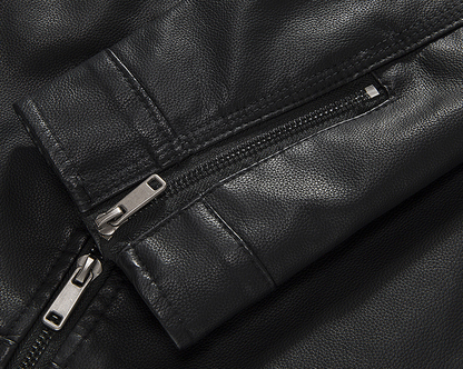 Men PU Baseball Motorcycle Jacket Coat
