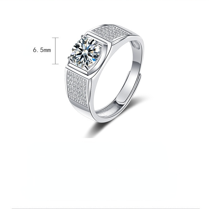Sterling Sliver Array of Stars Moissanite Rings for Men