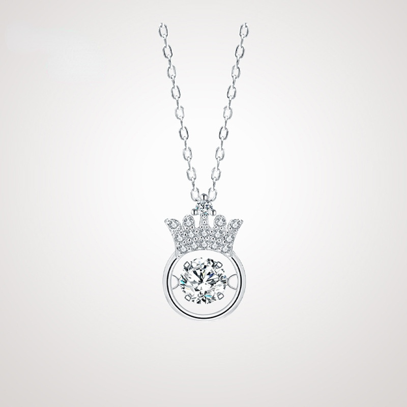 Crown Design Zircon Sterling Sliver Necklace