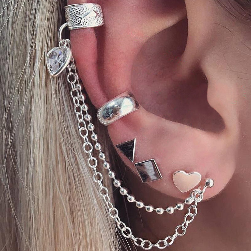 Bohemian Tassels Triangle Heart Shape Ear Cuff