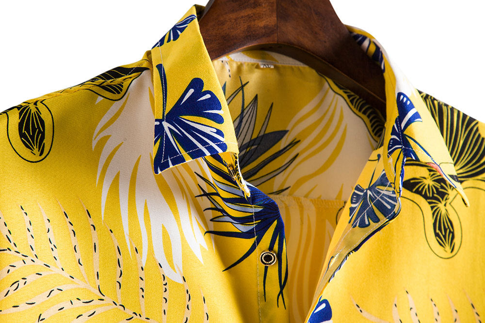 Floral Print Men's Short Sleeves Summer Beach T Shirts