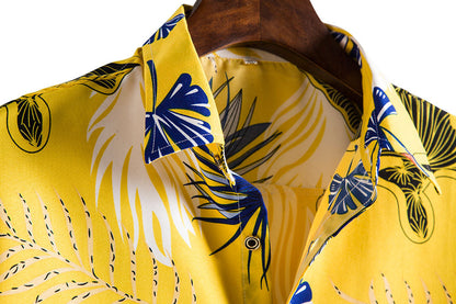 Floral Print Men's Short Sleeves Summer Beach T Shirts