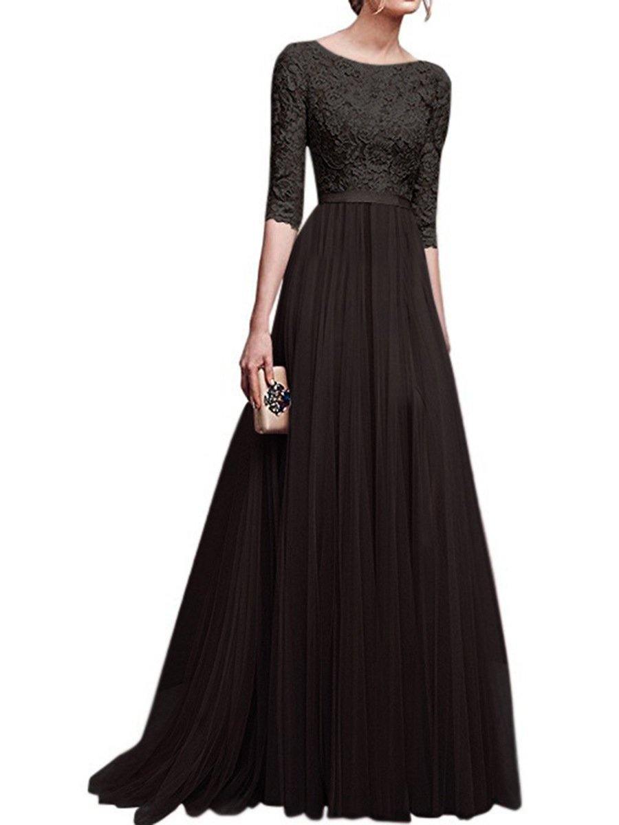 Chiffon Lace Evening Long Dresses-STYLEGOING