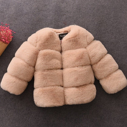 Warm Winter Artificial Fur Overcoats for Kids