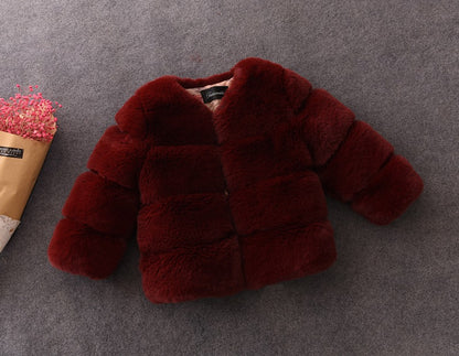 Warm Winter Artificial Fur Overcoats for Kids