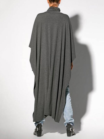 Black&Gray Lace-Up Split-Side Cape Outwear-STYLEGOING