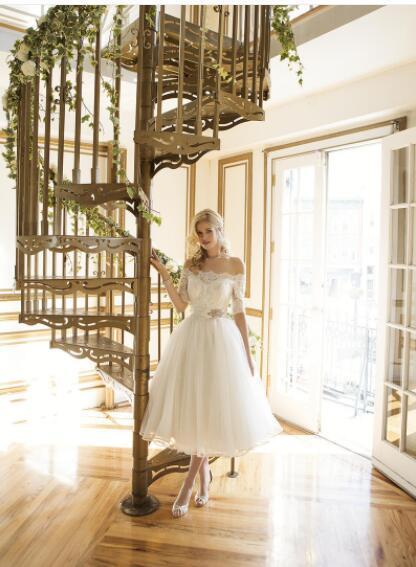 White Tulle Off The Shoulder Sexy Short Dresses-STYLEGOING