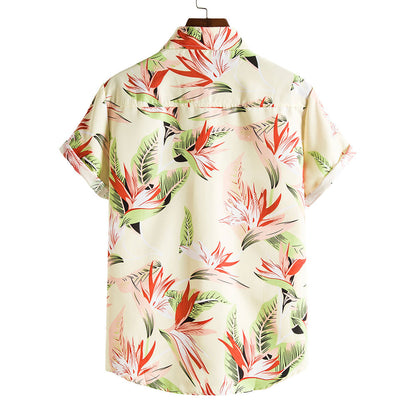 Floral Print Men's Short Sleeves Summer Beach T Shirts