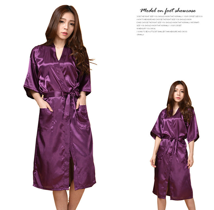 Sexy Satin Mother of Bride Wedding Women Long Night Gown