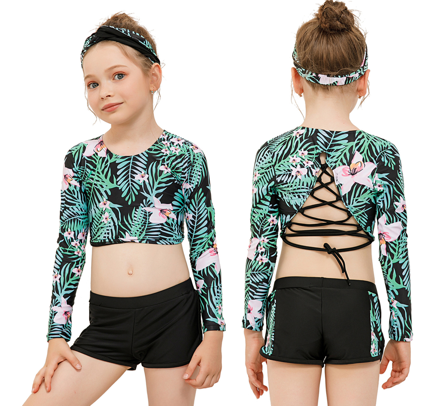 Green Parent-child Surf suit Diving Suit-STYLEGOING