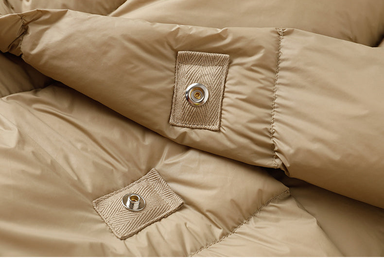Winter Warm Apricot Down Coats with Hoodies for Women