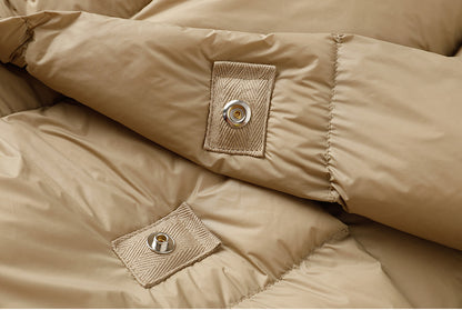 Winter Warm Apricot Down Coats with Hoodies for Women