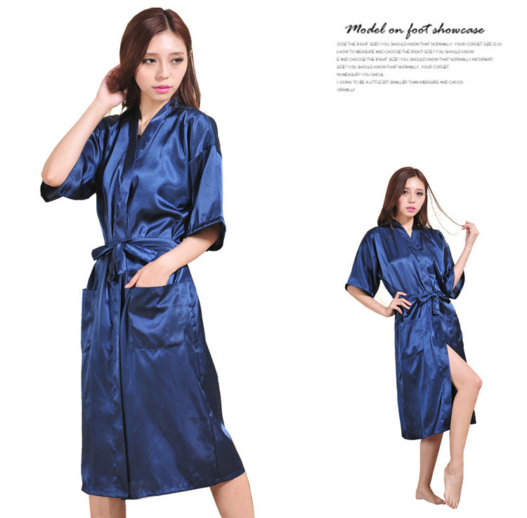 Sexy Satin Mother of Bride Wedding Women Long Night Gown