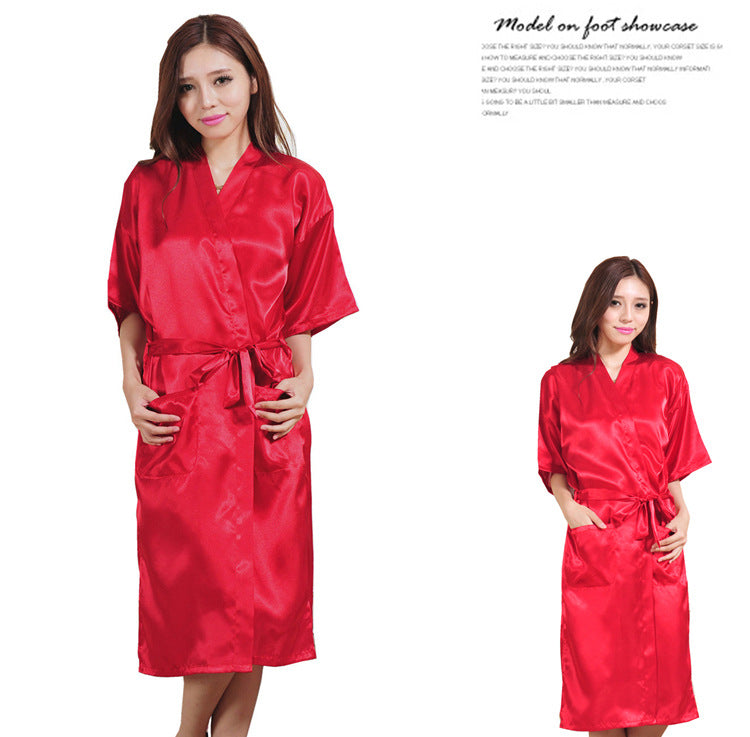 Sexy Satin Mother of Bride Wedding Women Long Night Gown